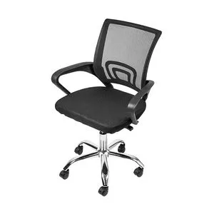Cadeira Office Tok<BR>- Preta & Prateada<BR>- 95x59,5x49cm