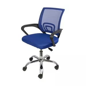 Cadeira Office Tok<BR>- Azul & Prateada<BR>- 52,5x59,5x49cm
