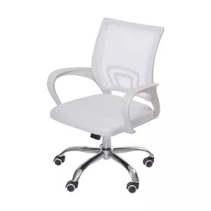 Cadeira Office Tok<BR>- Branca & Prateada<BR>- 95x59,5x49cm