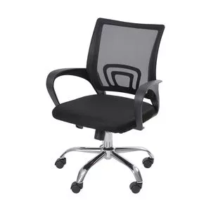 Cadeira Office Tok<BR>- Preta & Prateada<BR>- 95x59,5x49cm