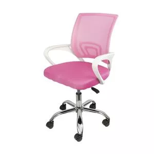 Cadeira Office Tok<BR>- Rosa & Prateada<BR>- 52,5x59,5x49cm