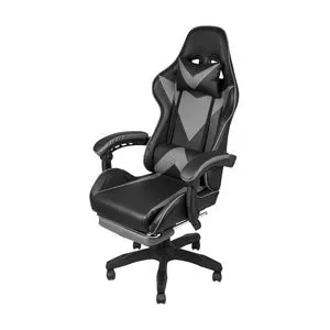 Cadeira Gamer Hawker<BR>- Preta & Cinza<BR>- 127x49x66cm