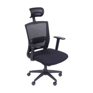 Cadeira Office New Ergon<BR>- Preta<BR>- 123,5x59,5x52cm