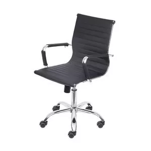 Cadeira Office Com Recortes<BR>- Preta<BR>- 92x61x47cm