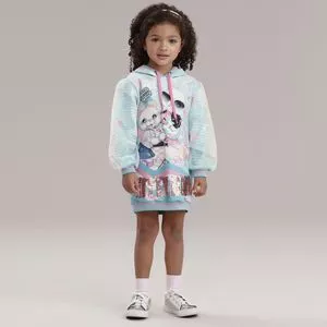Vestido Infantil Com Animais<BR>- Azul Claro & Branco<BR>- PETIT CHERIE