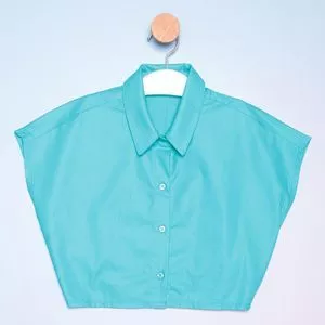Camisa Cropped Com Recortes<BR>- Azul<BR>- Acostamento