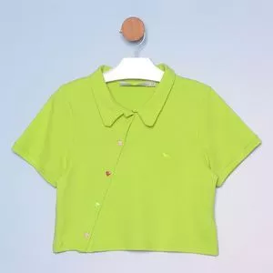Blusa Com Botões<BR>- Verde Claro<BR>- Acostamento