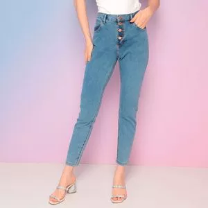 Calça Jeans Skinny Com Bolsos<BR>- Azul Claro<BR>- Zune