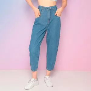 Calça Jeans Mom Com Bolsos<BR>- Azul Claro<BR>- Zune
