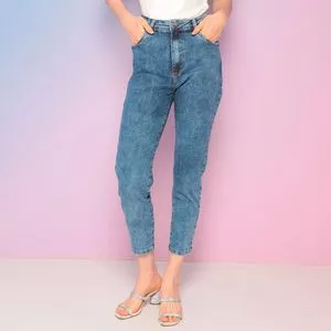 Calça Jeans Mom Com Bolsos<BR>- Azul Claro<BR>- Zune