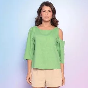 Blusa Com Vazado<BR>- Verde