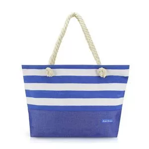 Bolsa Shopper Com Recortes<br /> - Azul & Branca<br /> - 36x52x12cm<br /> - Jacki Design