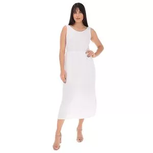Vestido Midi Com Fendas<BR>- Branco<BR>- Chic & Elegante