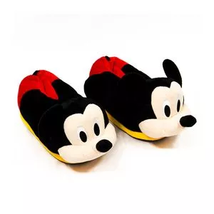 Pantufa Mickey®<BR>- Preta & Vermelha