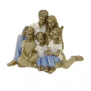 Escultura Família<BR>- Dourada & Azul<BR>- 12x18x12,5cm<BR>- Mabruk