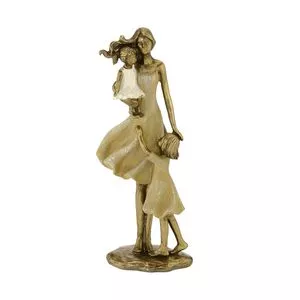 Escultura Família<BR>- Dourada & Branca<BR>- 23x11x7cm<BR>- Mabruk