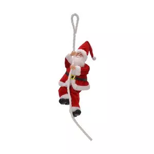 Papai Noel Decorativo Para Pendurar<BR>- Vermelho & Branco<BR>- 62x15x15cm<BR>- Mabruk