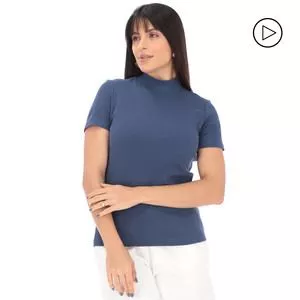 Blusa Canelada<BR>- Azul