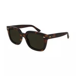 Óculos De Sol Retangular<BR>- Marrom Escuro & Amarelo Escuro<BR>- Gucci