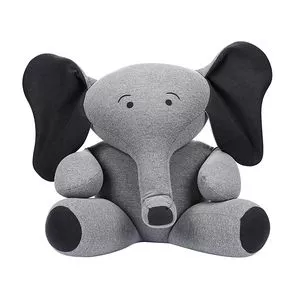 Almofada Elefante<BR>- Cinza & Preta<BR>- 68x40x26cm<BR>- FOM