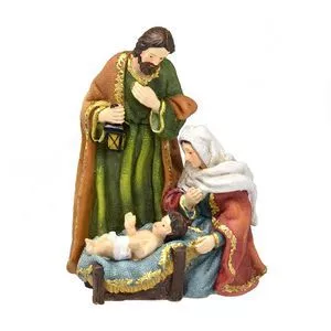 Sagrada Família Decorativa<BR>- Marrom & Verde Escuro<BR>- 15x11x9cm<BR>- Mabruk