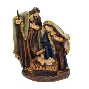 Sagrada Família Decorativa<BR>- Marrom Escuro & Dourada<BR>- 12x10x6,5cm<BR>- Mabruk