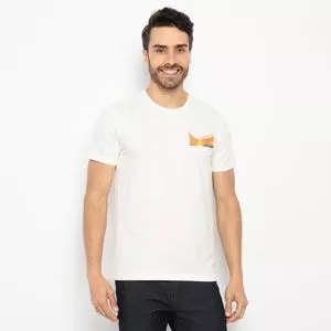 Camiseta Abstrata<BR>- Off White & Laranja