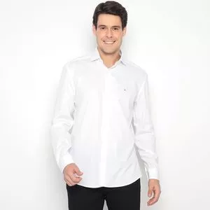 Camisa Regular Fit Com Logo<BR>- Branca