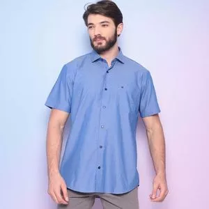 Camisa Com Bolso<BR>- Azul & Preta