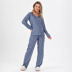 Pijama Estrelas<BR>- Azul Escuro & Branco<BR>- Espaço Pijamas
