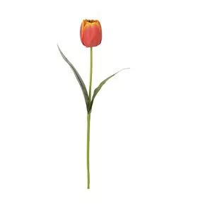 Botão De Tulipa Artificial<BR>- Laranja & Amarelo<BR>- 47cm