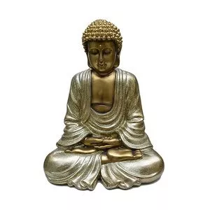 Buda Decorativo Com Brilho<BR>- Dourado<BR>- 28x22x18cm