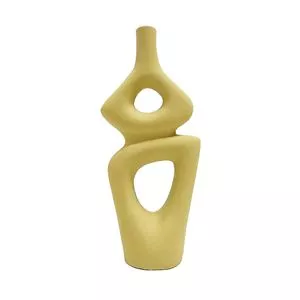 Vaso Com Relevos<BR>- Amarelo<BR>- 31x13,5x8cm<BR>- Adely Decor