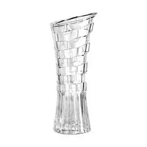 Vaso Com Relevos<BR>- Incolor<BR>- 24,3xØ10cm<BR>- Adely Crystal