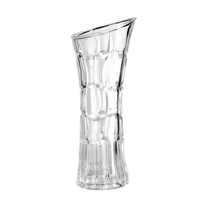 Vaso Com Relevos<BR>- Incolor<BR>- 24,3xØ10cm<BR>- Adely Crystal
