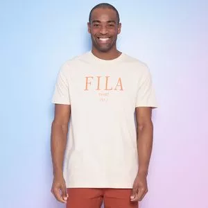 Camiseta Fila®<BR>- Bege Claro & Laranja