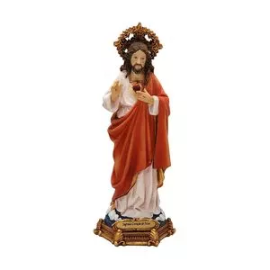 Sagrado Coração De Jesus<BR>- Branca & Vermelha<BR>- 23x8,5x7,5cm