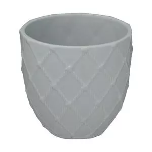 Vaso Texturizado<BR>- Cinza Claro<BR>- 12,5xØ13cm