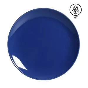 Jogo De Pratos Rasos Coup<BR>- Azul Escuro<BR>- 6Pçs<BR>- Porto Brasil