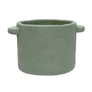 Vaso Texturizado Com Alças<BR>- Verde Claro<BR>- 14x23x18cm