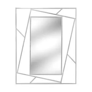 Espelho Com Moldura<BR>- Prateado<BR>- 100x80cm<BR>- Mabruk