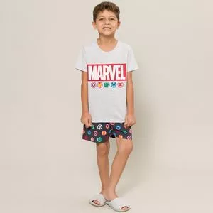 Pijama Marvel®<BR>- Cinza & Preto
