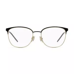 Armação Arredondada Para Óculos De Grau<BR>- Preta & Dourada<BR>- Hugo Boss