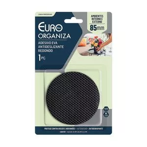 Adesivo EVA Anti-Deslizante Redondo<BR>- Preto<BR>- 0,5xØ8,5cm<BR>- Euro Homeware