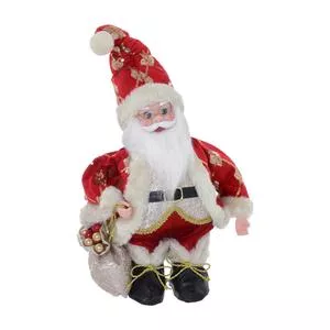 Papai Noel Decorativo Musical<BR>- Vermelho & Branco<BR>- 38,5x22x14,5cm<BR>- Espressione-Christmas