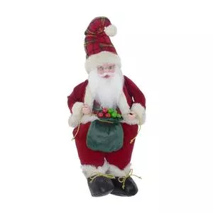 Papai Noel Decorativo Musical<BR>- Vermelho & Branco<BR>- 45x18x16cm<BR>- Espressione-Christmas