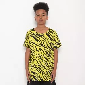 Camiseta Animal Print<BR>- Amarela & Preta