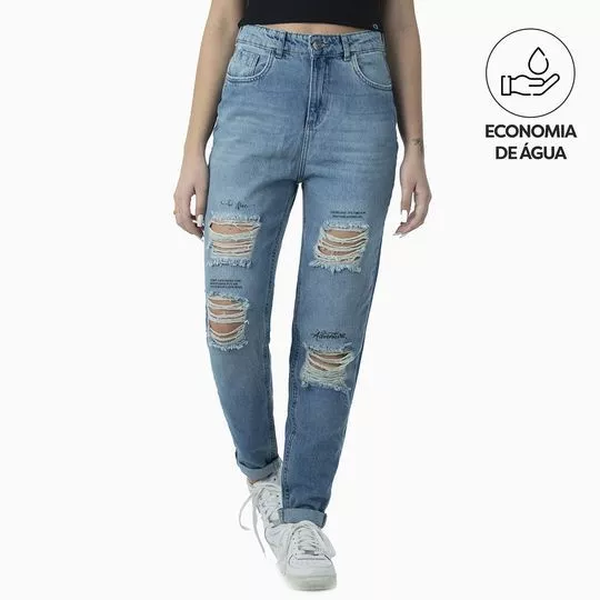 Calça Jeans Boyfriend Com Destroyed- Azul - PRIVALIA - O outlet online de  moda Nº1 no Brasil