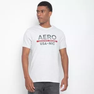 Camiseta Com Inscrições<BR>- Cinza Claro & Cinza Escuro<BR>- Aeropostale