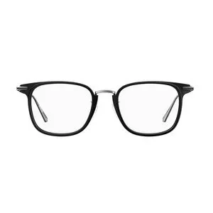 Armação Quadrada Para Óculos De Grau<BR>- Preta & Prateada<BR>- Polaroid
